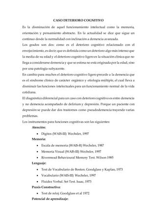 Caso Deterioro Cognitivo PDF Descarga Gratuita