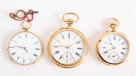 Three Gold Pocket Watches Gold Pocket Watches Auction