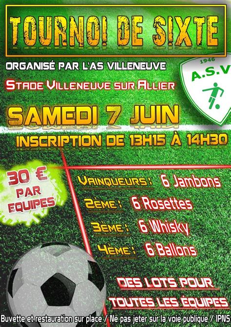 Actualité Tournoi de Sixte club Football A S VILLENEUVE SUR ALLIER