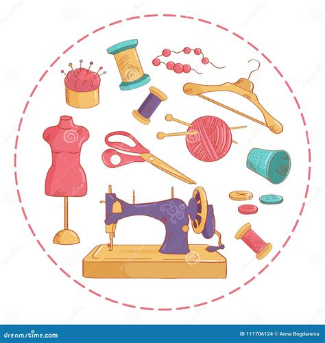 Sewing Kit Vector Stock Vector Illustration Of Circle