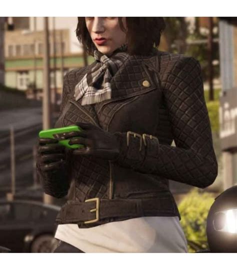 Gta 6 Female Protagonist Quilted Black Leather Jacket