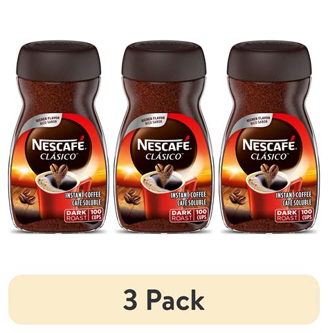 3 Pack Nescafé Clasico Dark Roast Instant Coffee Dark Roast 7 Oz