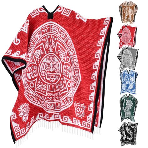 Artisans Bazaar Mexican Poncho Sarape Aztec Men Hombre Mexico Gabanes