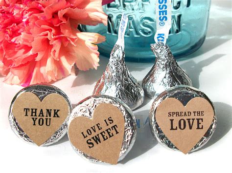 Kraft Hershey Kiss Heart Wedding Labels Jam Jar And Honey Favors