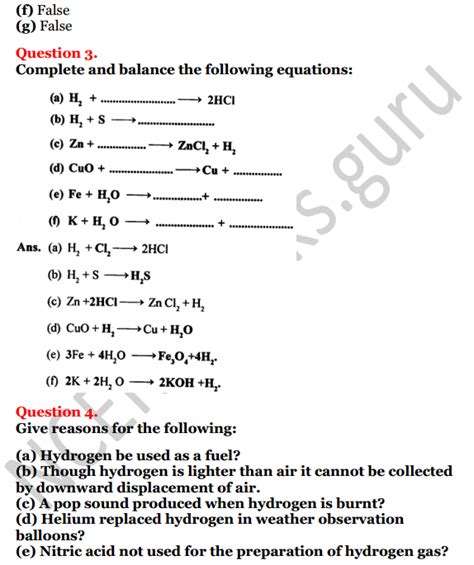 Selina Concise Chemistry Class 8 Icse Solutions Chapter 7 Hydrogen