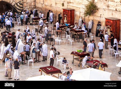 People Praying At The Wailing Wall At The Western Wall Plaza In The