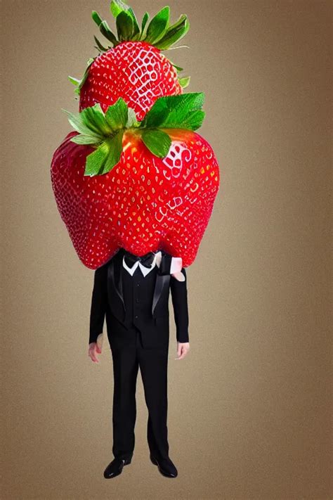 A Strawberry Man Wearing A Tuxedo He Has A Giant Stable Diffusion