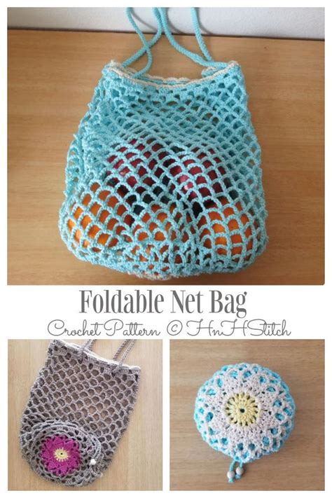 Foldable Pocket Shopping Bags Crochet Patterns