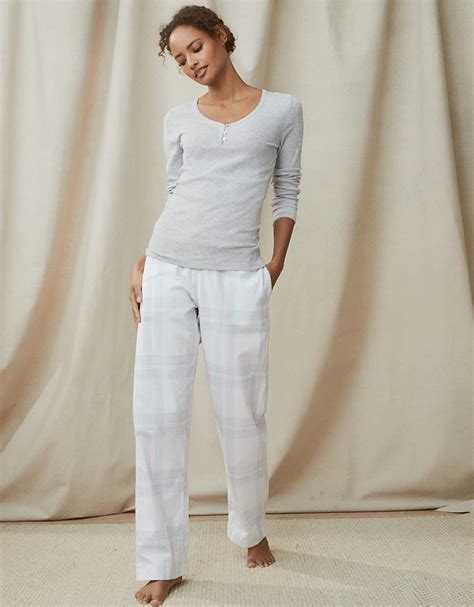 Brushed Cotton Blur Check Pajama Bottoms Pajamas The White Company Us