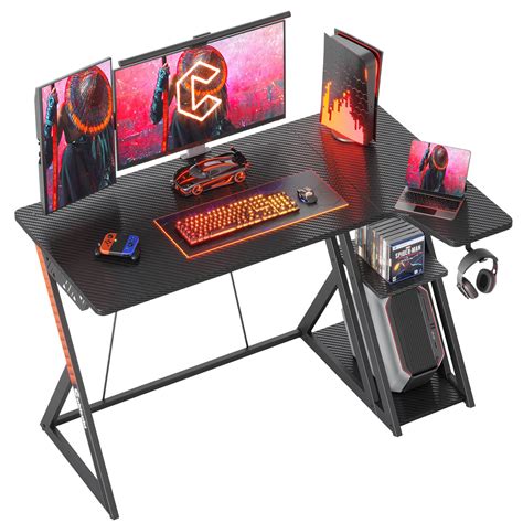 Cubicubi Aurora Gaming Desk With Carbon Fiber Surface 40 Inch L Shaped