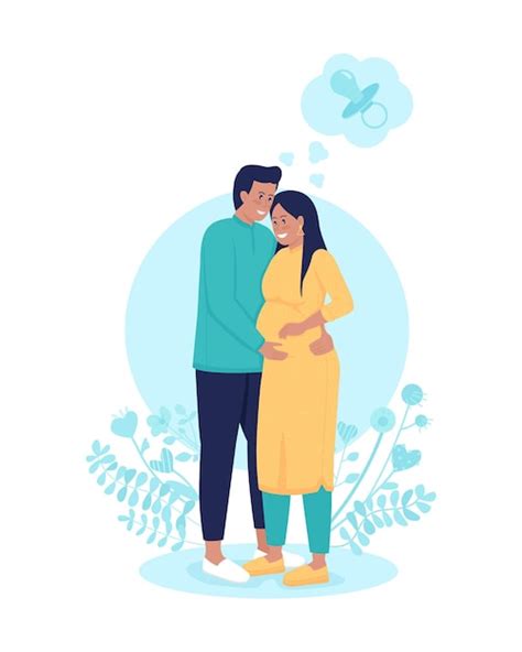 Premium Vector Pregnant Wife With Husband 2d Vector Isolated Illustration