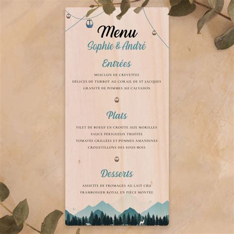 Menu De Mariage Sur Bois Everest