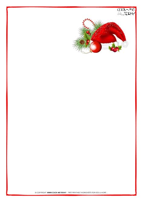 Free printable Letter to Santa Claus blank paper template -Santa hat 1