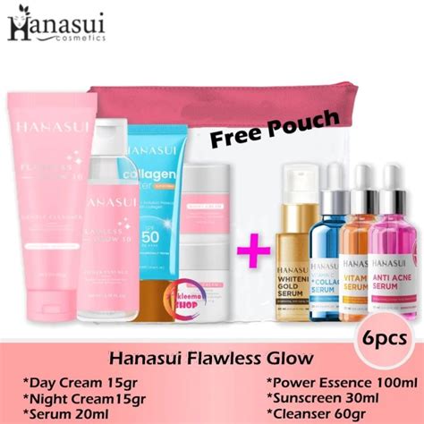 Rangkaian Skincare Hanasui Flawless Glow Dengan Sunscreen SPF50