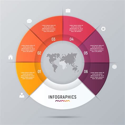 Plantilla de infografía de círculo para presentaciones Vector Premium