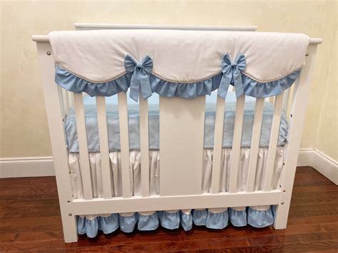 White And Light Blue Mini Crib Bedding Set Boy Baby Bedding Boy Min