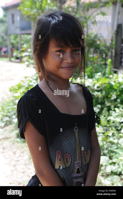 Portrait Of A Shy Khmer Girl Tonle Bati Takeo Province Cambodia