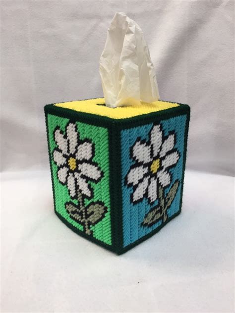 Daisy Plastic Canvas Tissue Box Cover Tissue Topper Tbc Etsy