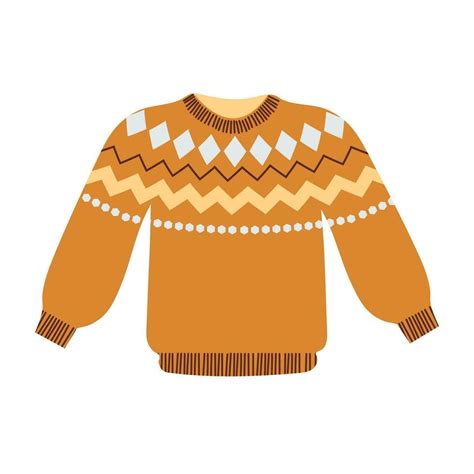 Cute Knitted Sweater Hand Drawn Flat Cartoon Vector Isolated