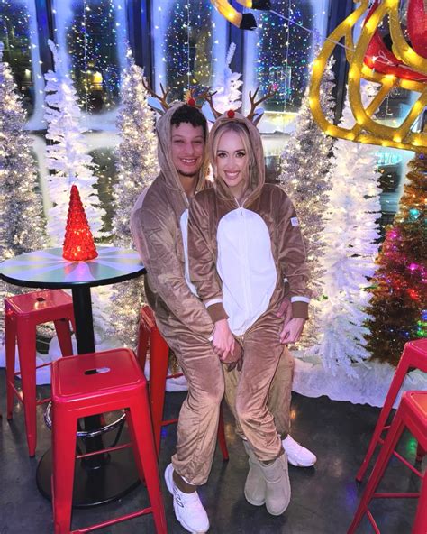 Patrick Mahomes, Wife Brittany Twin in Reindeer Onesies at Holiday Bash