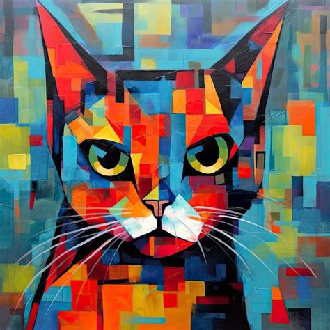 Gato En El Arte Abstracto Foto Premium