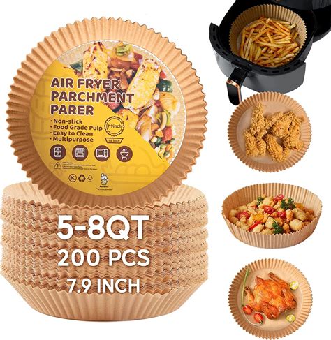 Katbite 200pcs 79in Air Fryer Liners For 5 8qt Basket Non Stick Lining Parchment Paper