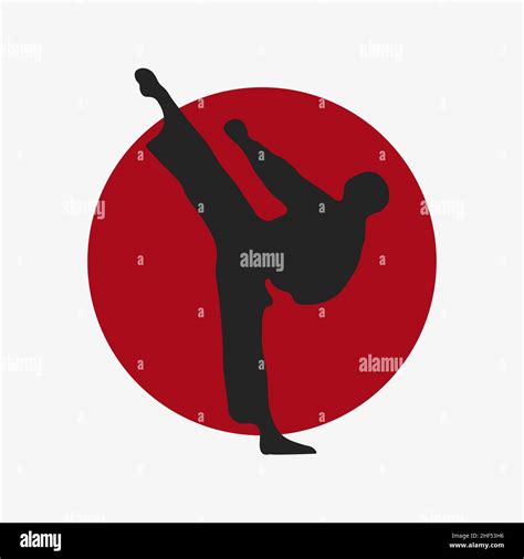 Vector Silhouette Of Karate Kick Martial Art Icon Stock Vector Image And Art Alamy