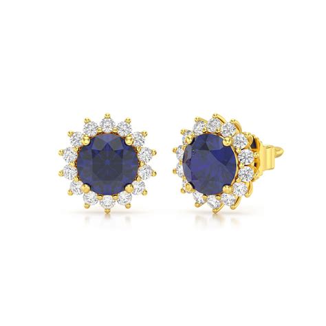 Boucles D Oreilles ADEN Or 585 Jaune Saphir Et Diamant 2 61grs MATY