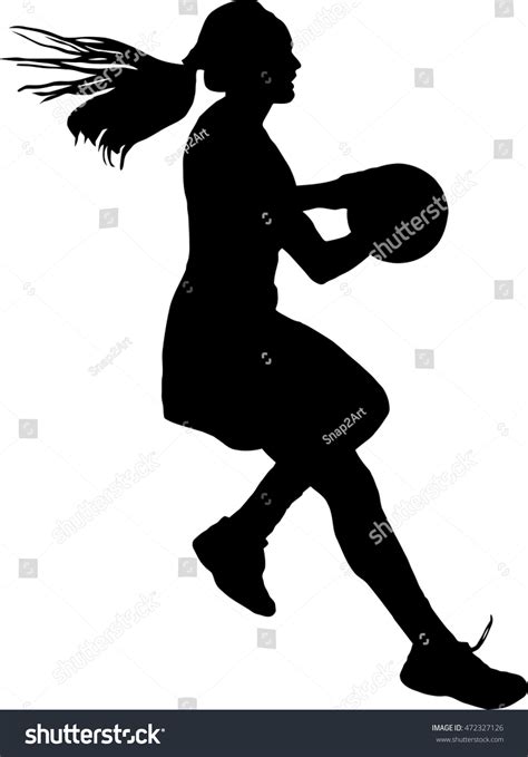 Black On Silhouette Girls Ladies Netball Stock Vector Royalty Free