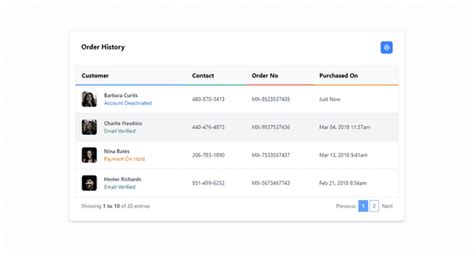 Highlight Table Row on Hover - Tailwind Component