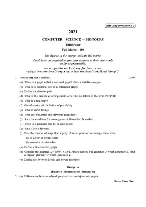 File Cu 2021 B Sc Honours Computer Science Part Ii Paper Iii Qp Pdf