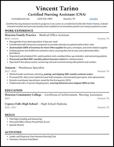 Certified Nursing Assistant Resume Example For 2023 Resume 54 OFF