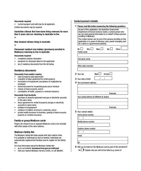 Free 7 Sample Medicare Application Forms In Pdf