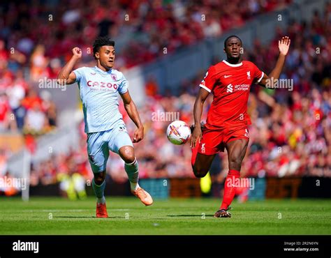 Aston Villas Ollie Watkins Left And Liverpools Ibrahima Konate