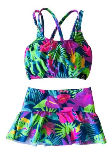 Malla Bikini Hawaii Niña Uvupf Top pollera Tropical en venta en Rosario Santa Fe por sólo