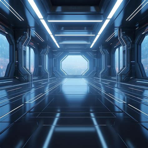 Premium AI Image Modern Futuristic Sci Fi Room Background