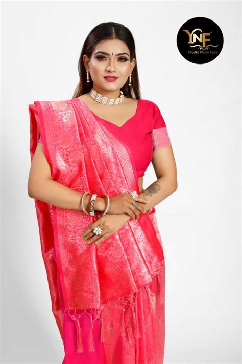 YNF MEESHO SILK KANJIVARAM STYLE TRADITINAL PINK SAREE COLLECTION