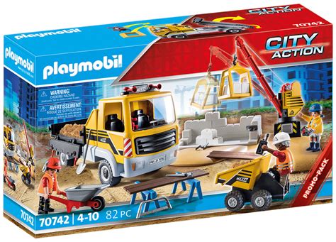 Playmobil City Action Pas Cher Site De Travaux Avec Camion Et