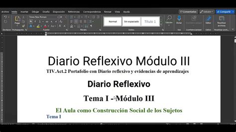 Diario Reflexivo Módulo Iii Youtube