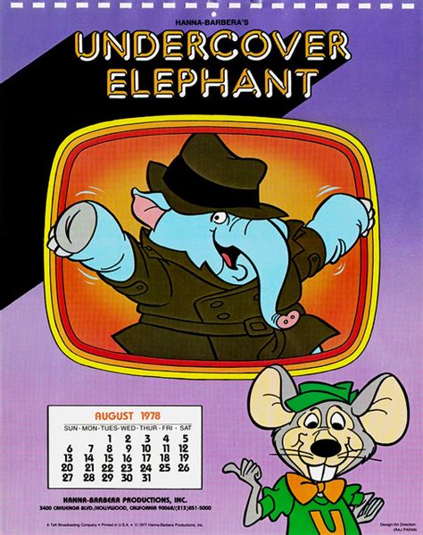 Hanna Barbera Calendar 1978 With Undercover Elephant A Photo On