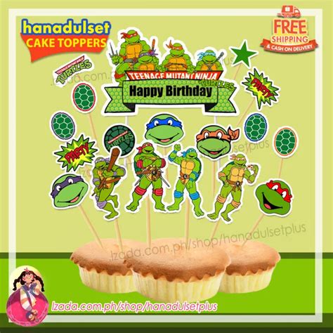 Ninja Turtles ♥ Hdsph Happy Birthday Cup Cake Topper Set Lazada Ph