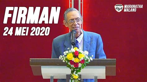 Firman Ibadah GSJA Maranatha Malang 24 Mei 2020 YouTube