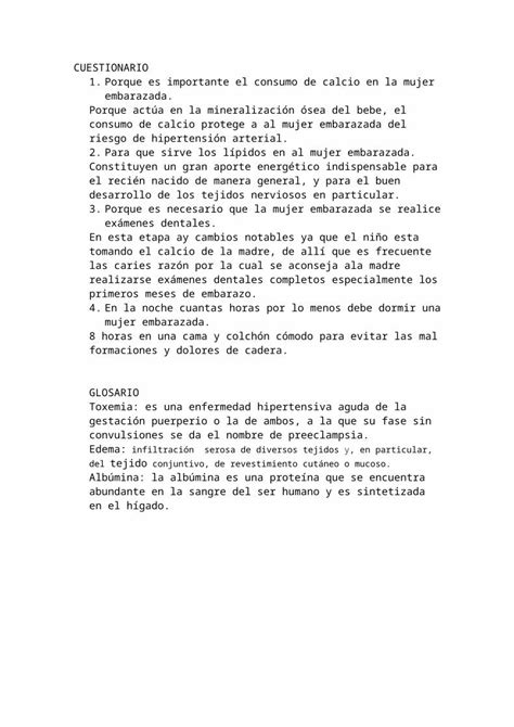 DOC CUESTIONARIO De Materno Infantil Y Glosario PDFSLIDE NET