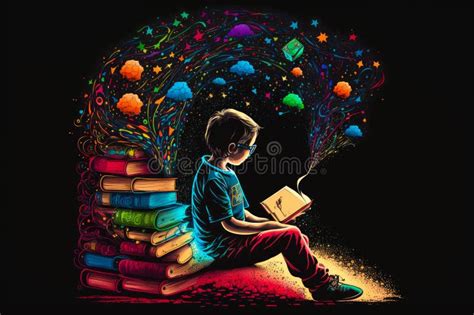 Boy Reading Imagination Out Book Stock Illustrations 25 Boy Reading