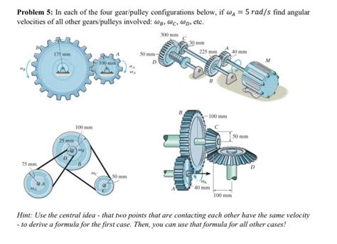 Solved Problem 5: In each of the four gear/pulley | Chegg.com