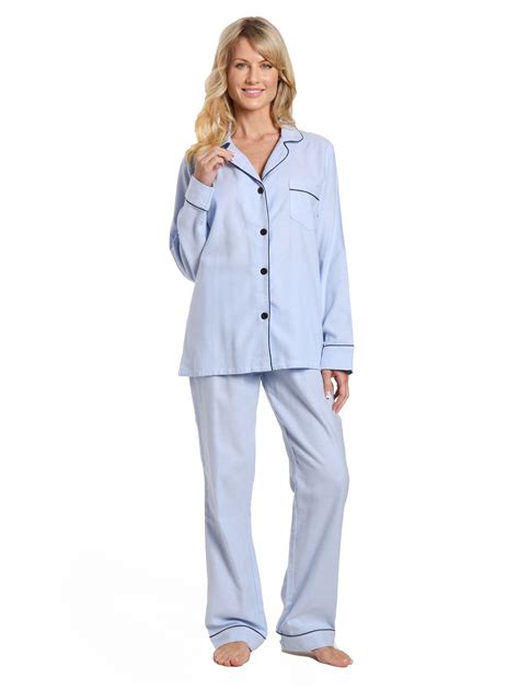 Womens 100 Cotton Lightweight Flannel Pajama Sleepwear Set Herringb