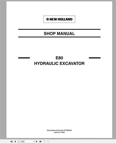 E Hydraulic Excavator New Holland Service Manual