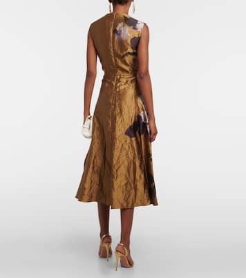 Floral Midi Dress In Gold Erdem Mytheresa