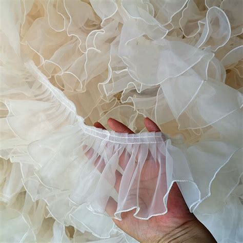 1 Yard Spitzenbesatz Organza Plissee Band Hochzeitskleid Nähen Rand