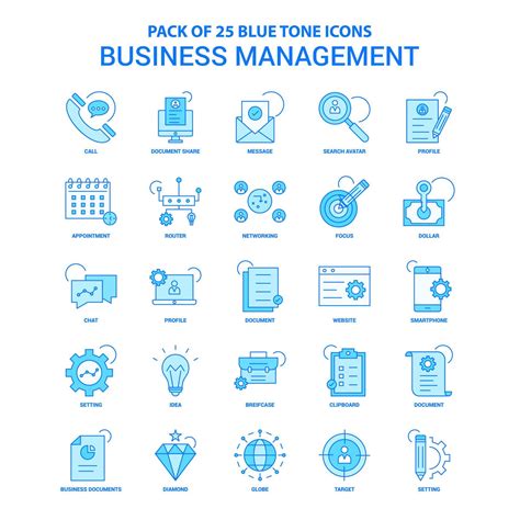 Business Management Blue Tone Icon Pack Icon Sets Vector